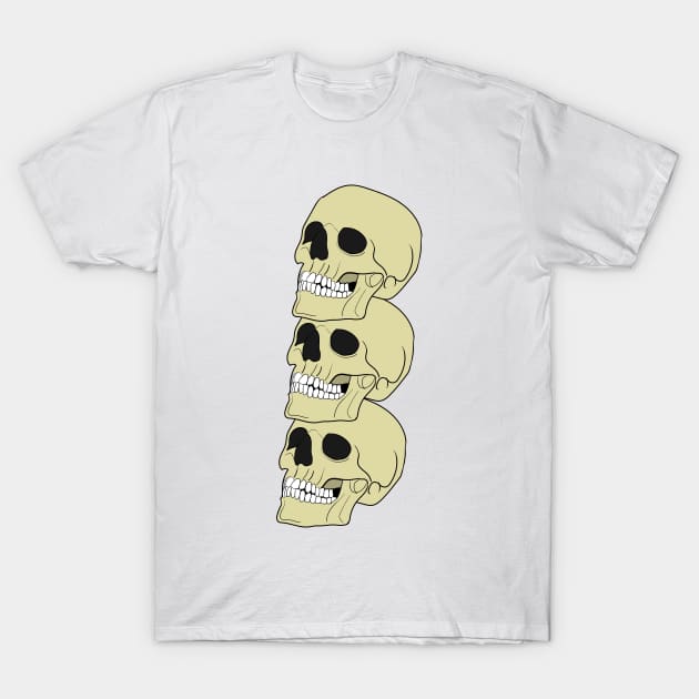 Stacked Skulls - Graphic Tee T-Shirt by Vortexspace